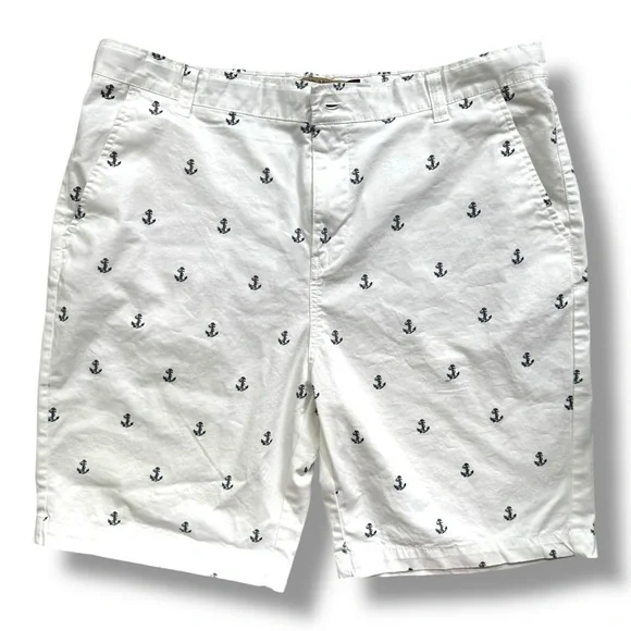 White Anchor Print Men Shorts US38 - Picture 1 of 4